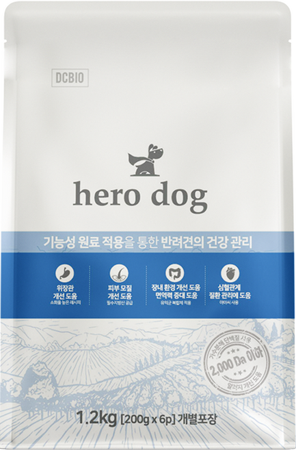 히어로독 강아지 사료 프리미엄 가수분해 알러지 눈물 피부 말티즈 포메라니안 비숑 푸들 소중형견, 1개, 1.2kg, 가수분해연어