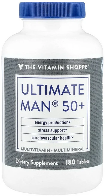 The Vitamin Shoppe Ultimate Man® 50+ 종합비타민 및 종합 미네랄 180정 Shoppe (더 비타민 샵), 180 개, 1개, 180 - 쿠팡