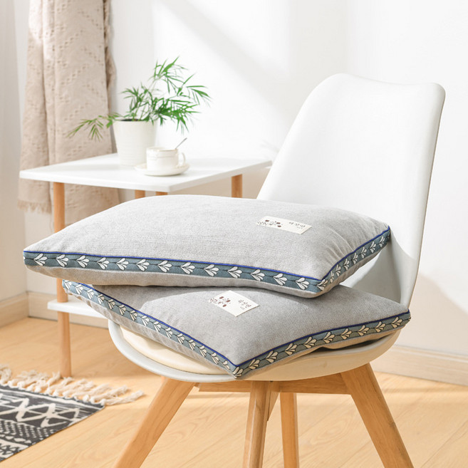 全蕎麥硬質護頸枕, 1件, 麻絨枕淺灰