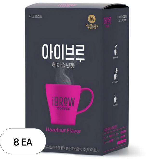 맥널티 iBrew 미니 헤이즐넛향 원두커피믹스, 1g, 200개입, 8개