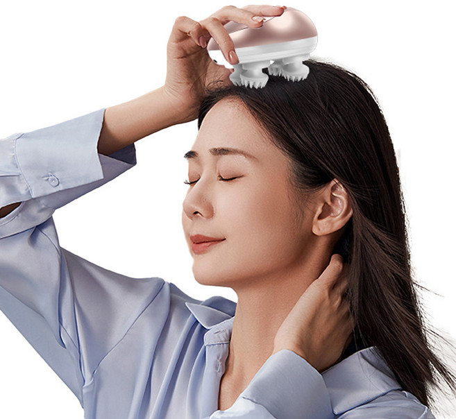 전동 두피 마사지기 무선 휴대용 머리 마사지기 방수 건습 양용, 골드