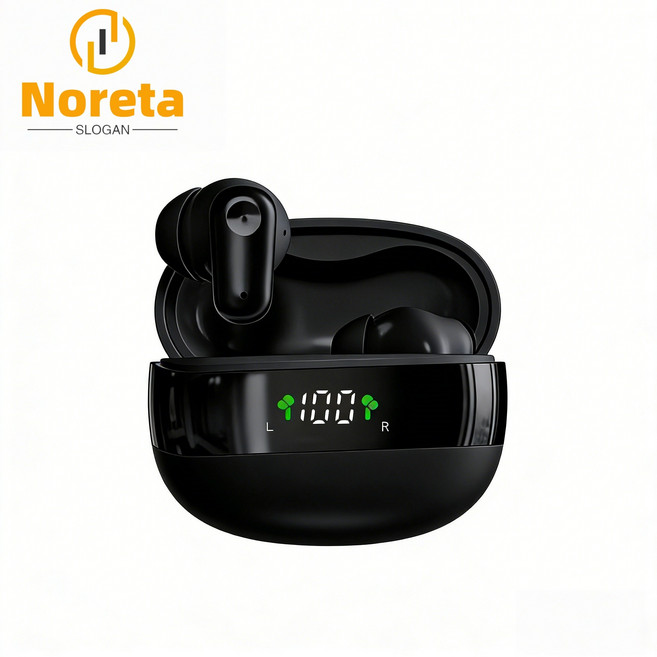 Noreta 무선 블루투스 이어폰 블루투스6.0 칩 오픈형 방수 노이즈캔슬링이어폰, 블랙, PL-99