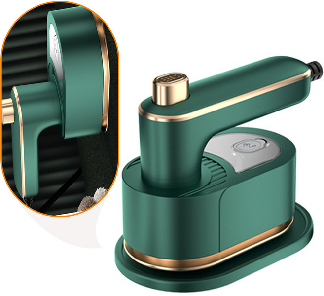 미니다리미 휴대용스팀 빠른 주름 제거 건식 겸용겸용 가정용 회전 수납이 용이하며, 녹색 듀얼스팀다리미