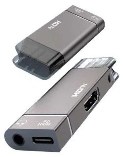 轉接頭 Type-C轉HDTV三合一轉接頭 PD100W/3.5mm/4K60Hz Type-C母轉HDMI公轉接頭, 1個, 134-22