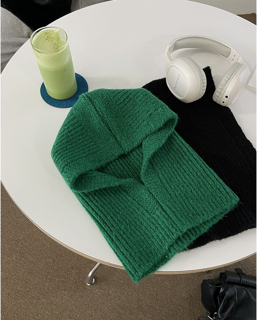 메이트비 니트 후드 바라클라바 남녀공용 넥워머, 그레이