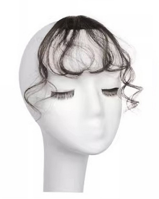 S컬 웨이브 앞머리 가발 헤어피스 베이비펌 부분가발 펌 시스루뱅 붙임머리 곱슬, 내추럴브라운, 1개