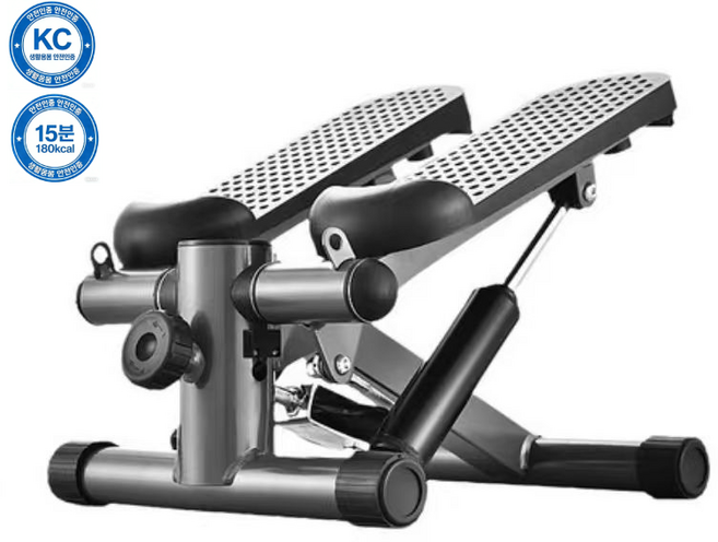 [저소음/야간운동OK] 듀얼유압 스텝퍼 가정용 계단오르기 홈트 다이어트 운동기구 초보자 LED 카운터 보폭조절 120kg 하중, 그레이