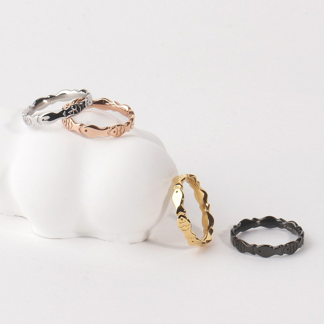 VARAM 붕어빵 물고기반지 행운 소원성취 우정링 써지컬 316L 스틸