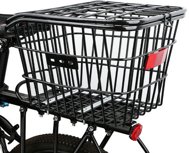 자전거 장바구니 짐받이 대용량 바스켓 덮개형 뒷자석 바구니 i56, 블랙, 1개