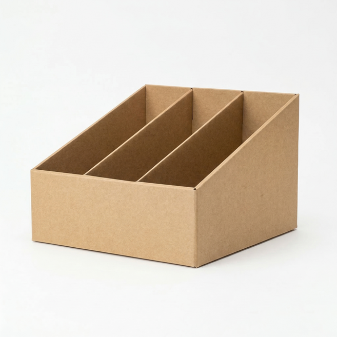 골판지 크라프트 3분할 서류정리함, 1개, 단일