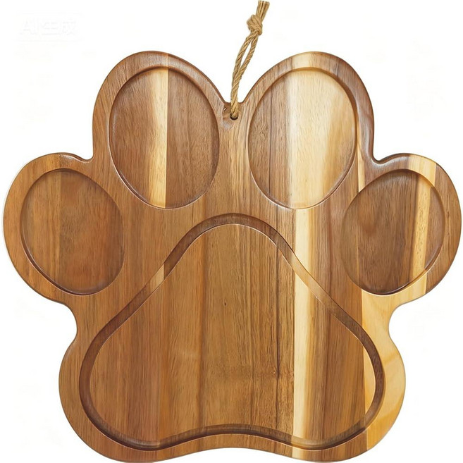 Linwnil 양면 아카시아 나무 하트 도마 및 서빙 트레이 세트 - 아내/엄마를 위한 XO 샤퀴테리 치즈 플래터 주스 홈이 있는 35.6cm x 30.5cm 2cm(14 1, Paw