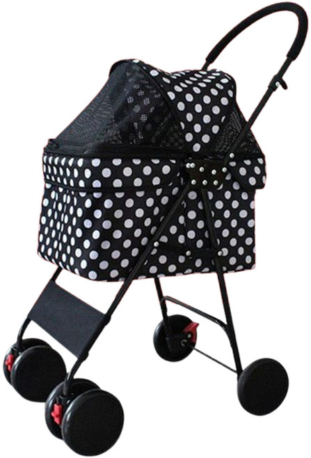 펀키보이 초경량 강아지 유모차 폴딩 소형견용 개모차 5kg 내외 애견 펫모차, 1개, 블랙도트