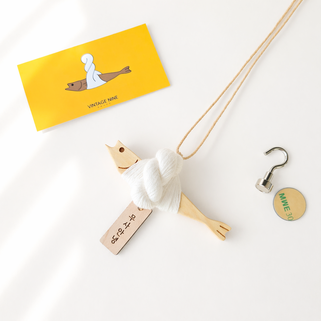 [빈티지나인]원목 NEW미니액막이명태 북어 룸미러형, 1. 메이플[무사안녕]