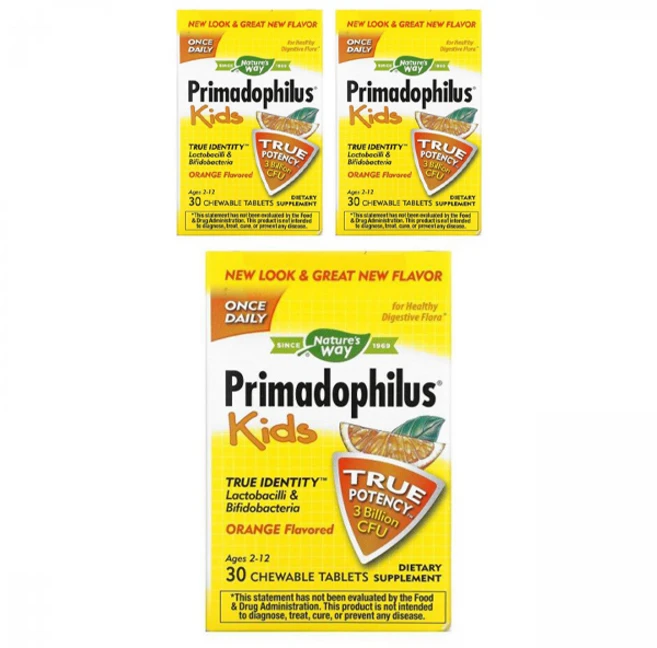 네이쳐스웨이 프리마도필러스 유산균 어린이용 츄어블 타블렛 오렌지, 30정, 3개 - 쿠팡