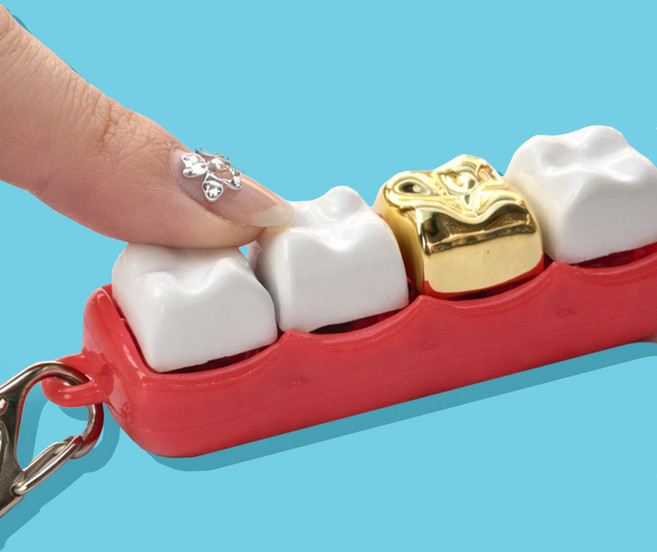 이빨 키캡 키링 키보드키링 클릭커, 1개, 4구 (흰니4개 +금니1개) 이빨 키캡톡