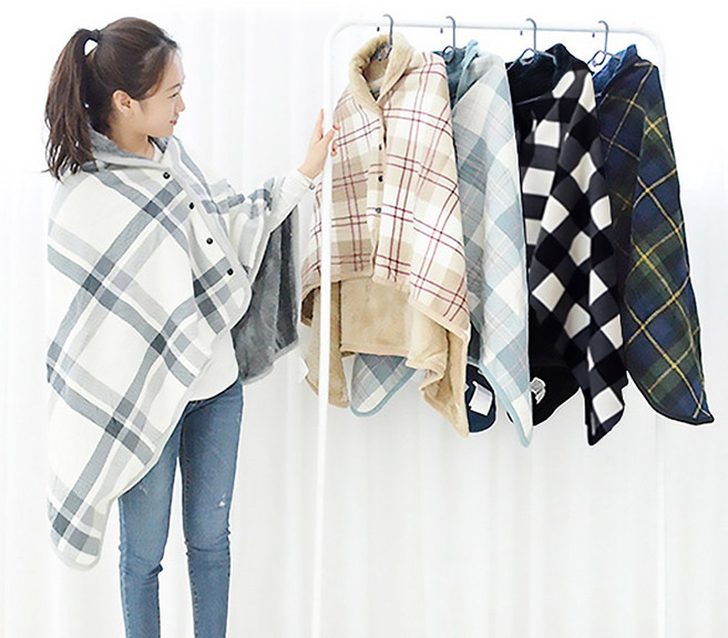 극세사똑딱이 밍크 체크 무릎 담요