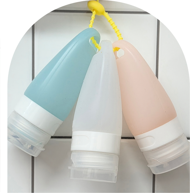 여행용 실리콘 공병 세트 소분용기 40ml 3P 혼합색상 1세트, 핑크/민트/화이트