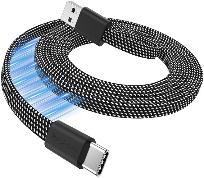 Magtame USB-A to C 충전케이블 마그네틱 꼬임방지 C타입 고속충전 케이블, 1개, 실버블랙-Black, 1m
