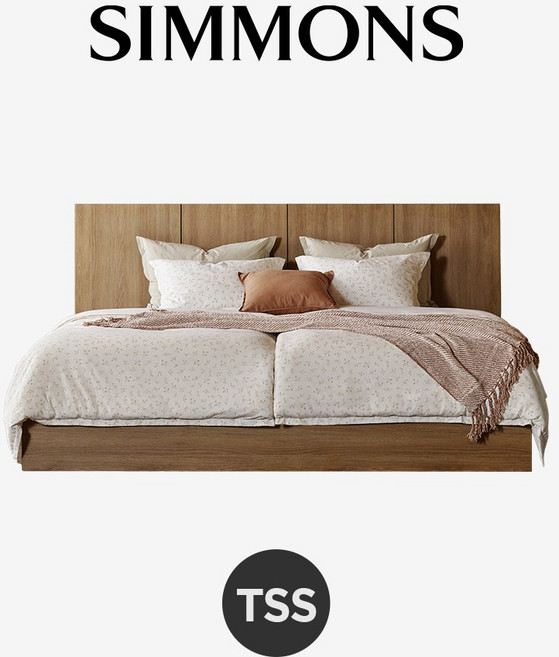 [시몬스] 하우티 A. 뷰티레스트 시트러스. 트윈 슈퍼싱글 침대, 내추럴오크