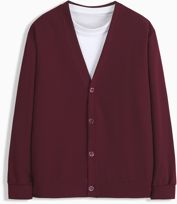 더베이직샵 세미오버 골지 솔리드 브이넥 베이직 니트 기본 가디건