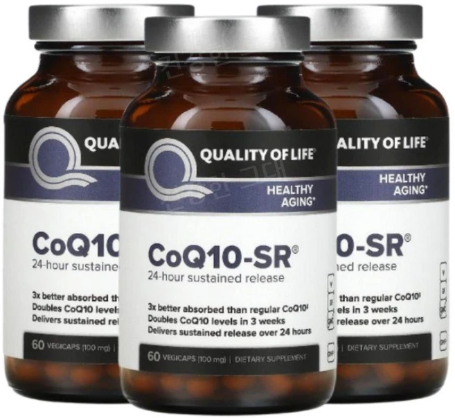 [3세트] 퀄리티오브라이프 코엔자임 Q10 SR 100mg 60베지캡슐 24시간 지속방출, 3개, 60정 - 쿠팡