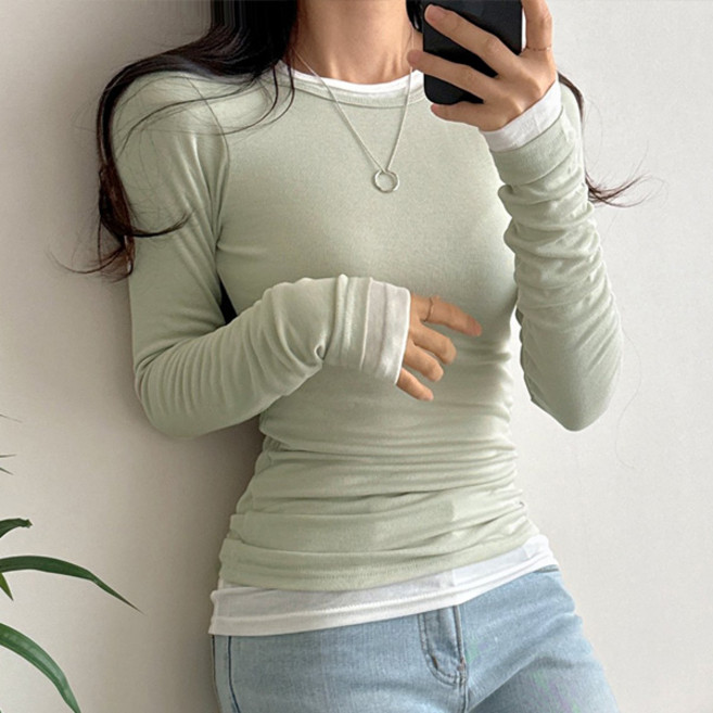 마이쏭 여성 기본티 라운드넥 여리여리 드리미라운드긴팔티