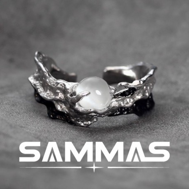 SAMMAS戒指 日月液態金屬戒指 實拍情侶戒指 月光石 輕奢高質感 可調節指環 百搭高級感飾品