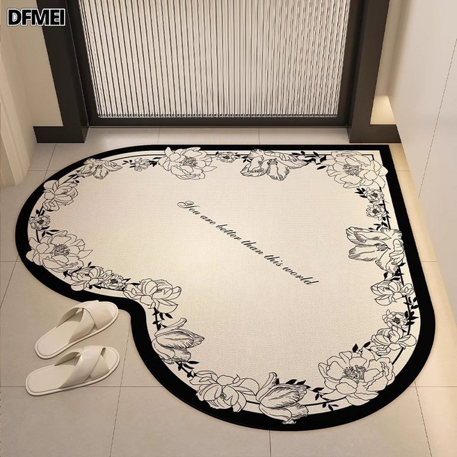 DFMEI 侘寂風輕奢硅藻泥地墊浴室吸水速幹腳墊淋浴間防滑可清洗浴室地墊, 100*100*45cm(升級版加厚3.5mm)