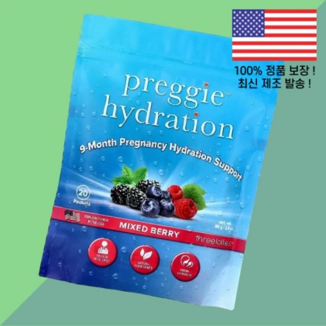 프레지 하이드레이션 믹스 베리 20포 각 0.14온스 4g Preggie Hydration Mixed Berry 20 Packets 0.14oz Each - 쿠팡