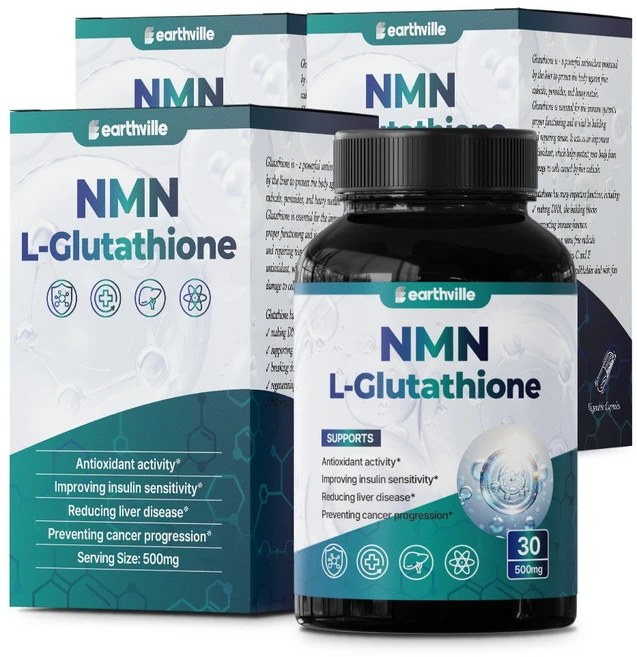 어스빌 NMN 글루타치온 리듀스드 고순도 NAD 500mg, 3개, 30정 - 쿠팡
