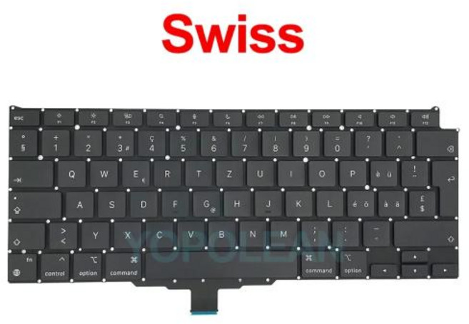 Macbook Air 13 M1 A2337 키보드 교체 용 새 노트북 A2337 키보드 미국 영국 FR SP IT DE RU AE 레이아웃 2020 년, Swiss, 13 Swiss