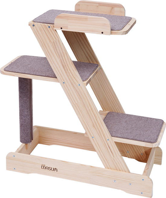 더따슴 국내제작 고양이 원목 캣타워 먼치킨4단, 1개, 브라운