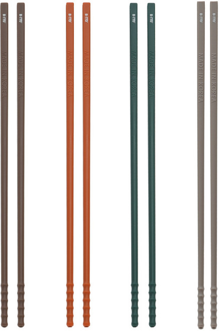 비비또 4인가족 실리콘 젓가락 세트, 1세트, 4매(브라운,테라코타,딥그린,아메리카노그레이), 혼합색상