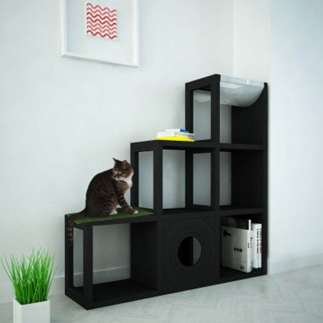 더크린 DIY 캣타워책장 3계단, 화이트, 화이트, 1개