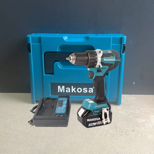 MAKOSA 18V 無刷衝擊電鑽, 1個, 升級加強版【481電鑽】裸機+工具箱