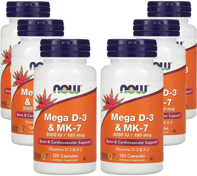 나우푸드 메가 D-3 & MK-7 180mcg(5 000IU) 베지 캡슐 120정, 6개 - 쿠팡