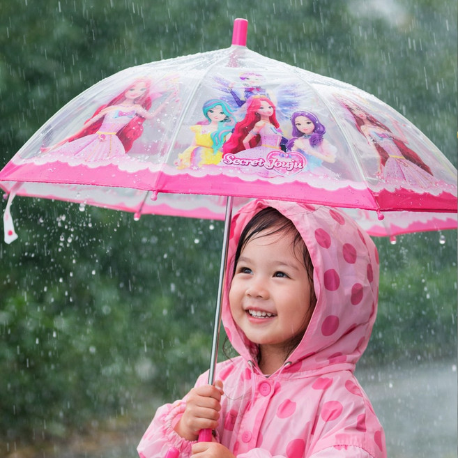 47우산 시크릿쥬쥬 어린이안전 투명우산 시야확보우산 자동우산 장우산