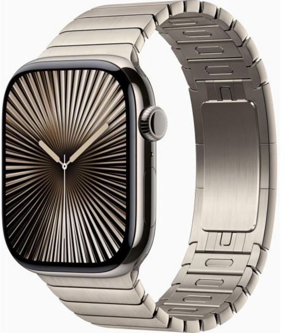 Apple Watch 시리즈 10 GPS 42mm 골드 링크 팔찌가 있는 천연 티타늄 케이스갱신, 1개