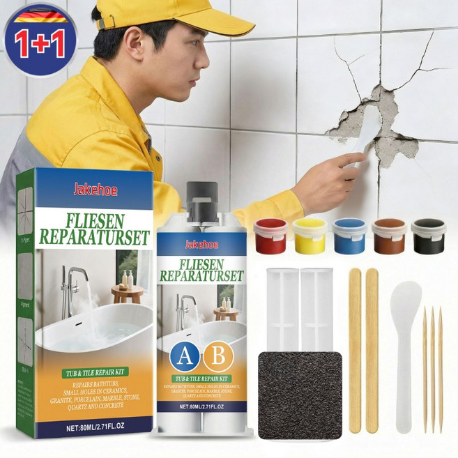 셀프 깨진 타일 보수제 화장실 도자기 복원제 금간타일 셀프보수 욕실 벽타일 욕조 변기 대리석 세면대 보수 타일크랙보수 크랙 필러 틈새 보수제, 2개