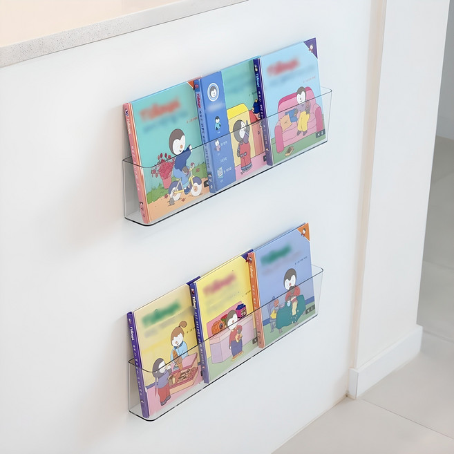 주앤지 부착식 아크릴 책 진열대, 투명, 2개