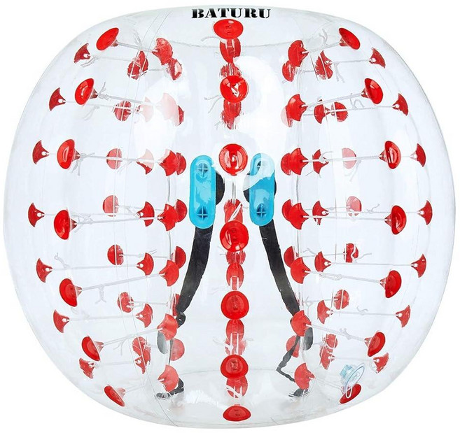 BATURU 성인용 공기 주입식 범퍼 공 1.5m(5피트) 버블 축구공 (레드 도트) 143500, Red Dot