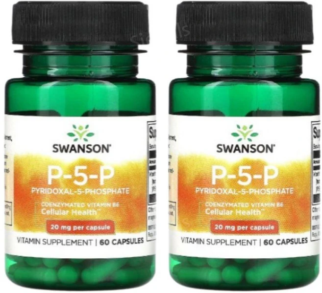 스완슨 비타민B6 P5P 20mg 60캡슐 2개 비타민비 피리독살 VitaminB6, 2팩, 60정 - 쿠팡