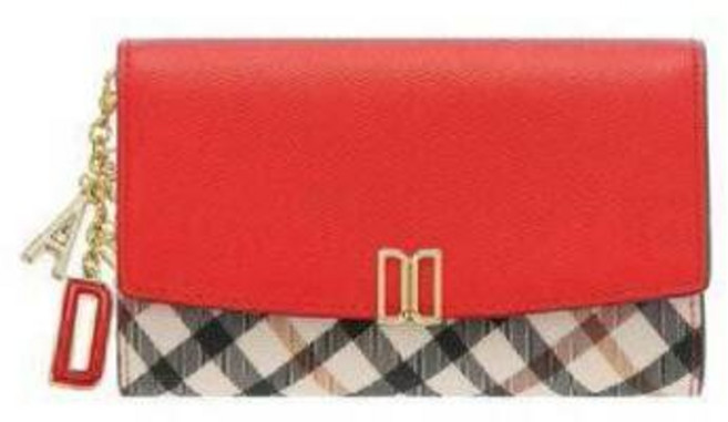 [국내백화점] 닥스 [VICTORIA] 레드 체크 배색 3단 중지갑 부모님 선물