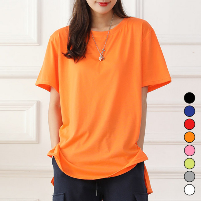 턴키 빅사이즈(90-140까지) 남여공용 레이어드 오버핏 롱 반팔 티셔츠