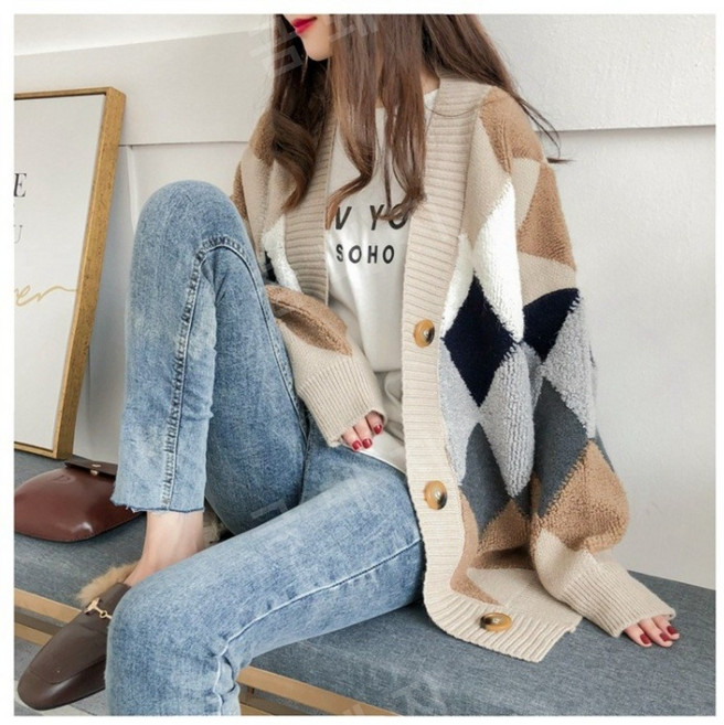 스웨터 카디건 여성 느슨한 두꺼운 니트