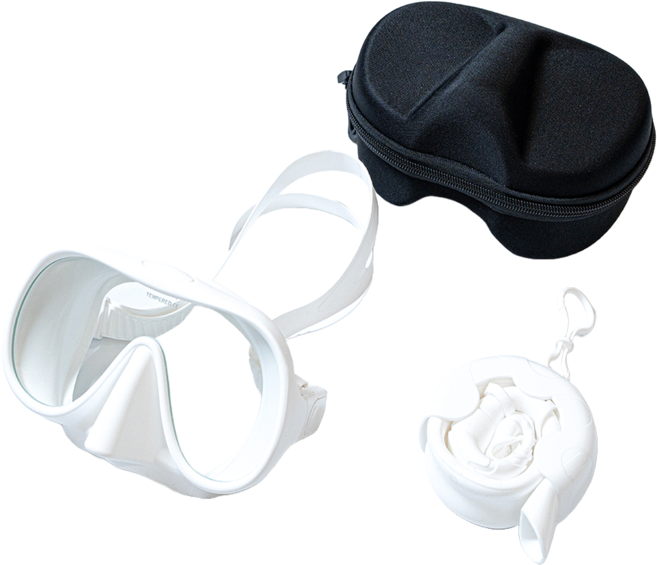 로드브릿지 일안식 스노클링 마스크 세트, 화이트