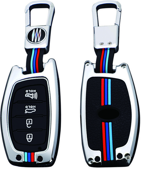 현대 자동차 스마트 키케이스 차 메탈 키홀더 키링 키커버 아반떼AD 아반떼MD 더뉴아반떼 LF쏘나타 올뉴투싼TL 투싼IX I40 쏘나타뉴라이즈 아이오닉, A TYPE 01 실버(4버튼)