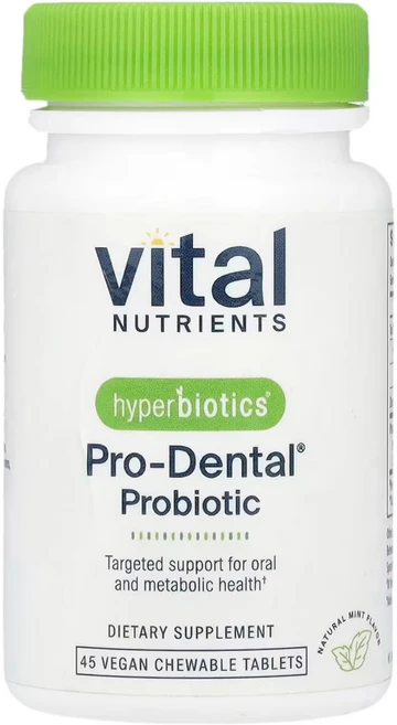 바이탈뉴트리언츠 하이퍼바이오틱스 프로덴탈 프로바이오틱스 천연 민트맛 비건 츄어블 45정 / 해외직구 미국정품, 1개 - 쿠팡