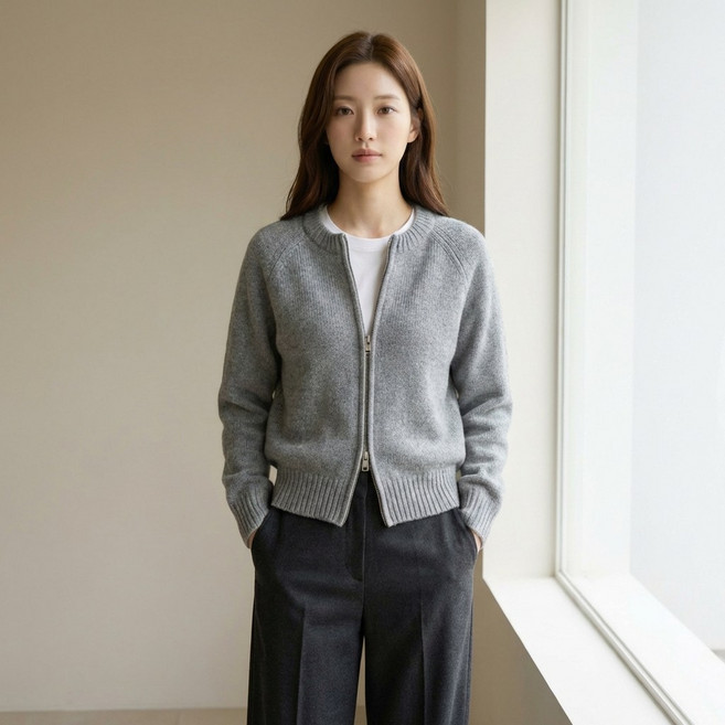 노비에 데일리 투웨이 집업 니트 가디건