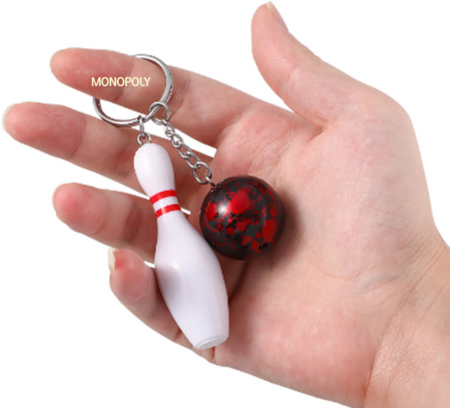 모노폴리 볼링공 열쇠고리 키링 자동차 스마트 키홀더 동호회, 블루, 1개